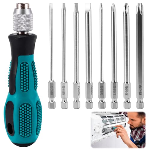 8 in 1 Screwdriver Sets in Case Heavy Duty Magnetic Screwdriver with 4 Flat & 4 Cross Head Screwdriver Durable Screwdriver Hand Tools for Furniture Home Appliances DIY Professional Use