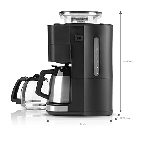 Foto von BEEM Geschenkset - FRESH-AROMA-PERFECT III | Set aus Filterkaffeemaschine mit Mahlwerk, Glas- & Thermoskanne & CAFÉ CREMA Bio Ganze Bohne | Mit Mahlwerk & Touch-Display | Ideal als Geschenk