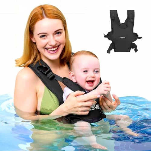 Image of Baby Carrier, Dual-Use Adjustable Baby Sling Support Infant Chest Holder with Drawstring Backpack for Newborn to Toddler 13-33 lbs Swimming Pool Beach Land (Black)