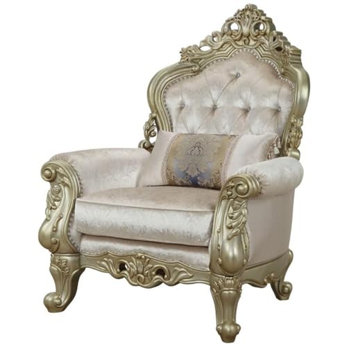 Acme Gorsedd Chair with 1 Pillow in Cream Fabric and