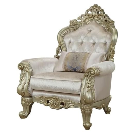 ACME Gorsedd Chair w/1 Pillow - - Fabric & Antique White