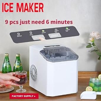 Ice Maker Machine Portable, Nugget Ice Cube Maker for Home Kitchen, Office, Bar & Restaurant with Ice Scoop and Basket - Electric Countertop Ice Maker