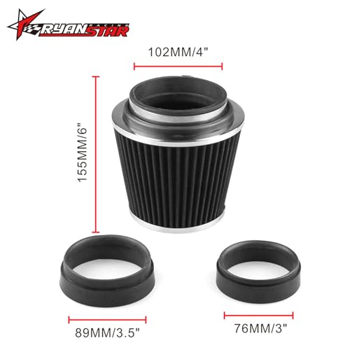 RYANSTAR 2 Pack Universal Air Intake Filter 3/3.5/4 Inch Washable by RYANSTAR RACING - Used condition - Image 2