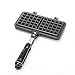 Piec Podwójna Patelnia Waflowa, z Powłoką Nieprzywierającą, Opiekacz do Kanapek Kempingowych, Aluminiowa Gofrownica do Tostera, Grill Panini Gotuje Tosty, Czarny (Size : 1pcs)