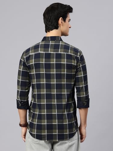 Image of Majestic Man Men Comfort Slim Fit Pure Cotton Tartan Checked Casual Shirt