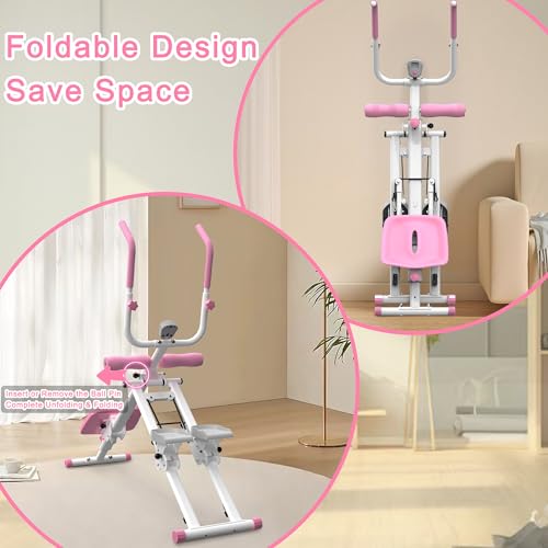 KINMAC 2 in 1 Stair Stepper & Ab Workout Machine - Multi-Function Trainer-Upgrade High-Efficiency Stairmaster & Ab Trainer Machine Full-Body Exercise Equipment for Home Gym Exercise -White Pink - Thumbnail 4