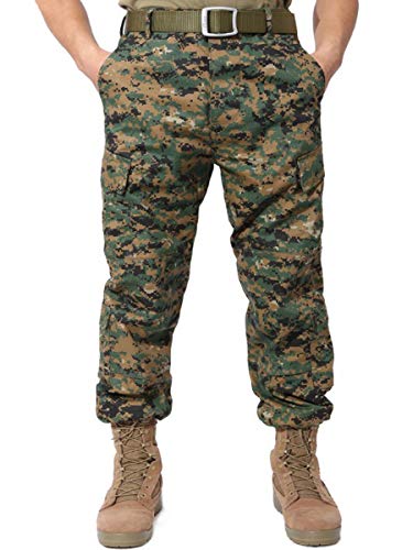 TINGSU Hombres Pantalones Cargo de ejército Militar de algodón Pantalones de Camuflaje de Combate con 8 Bolsillos para el Trabajo Activo Informal,Doble Rodilla/Entrepierna