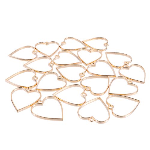 EXCEART 20Pcs Abrir Moldura Encantos Do Coração DIY Oco Out Em Forma de Coração Moldura Bandeja Ping