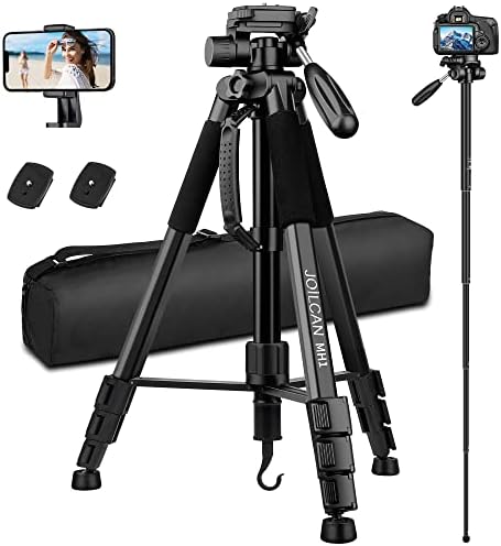 Camera Tripod, 72” Tripod for Camera Stand, Aluminum Heavy Duty Tripod for Video Photo, 5 in 1 Travel Camera Tripod & Monopod Compatible with Canon Nikon Cameras DSLR Camcorder Projector Phone