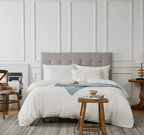 Pure Linen Fitted Sheet And Pure Linen Duvet Cover King Size Off White #TOP7