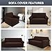 Luxshare Home Stretch Couch Cover Washable Sofa Slipcover Furniture Protector with Non Skid Foam and Elastic Bottom for Kids, Dog(Large/Chocolate)