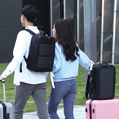 14W Solar Panel Power Backpack Laptop Bag With Handle And Usb Charging Port(Black) #TOP6