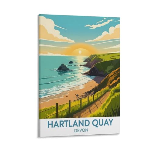 Poster de voyage vintage Hartland Devon évadez-vous depuis votre salon