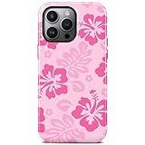 TAMUEL for iPhone 13 Pro Max Case, Cute Pink Hibiscus Phone Case, Compatible with Magsafe, Trendy Preppy Flower Floral Magnetic Slim Silicone Shockproof Protective Women Girl Cover
