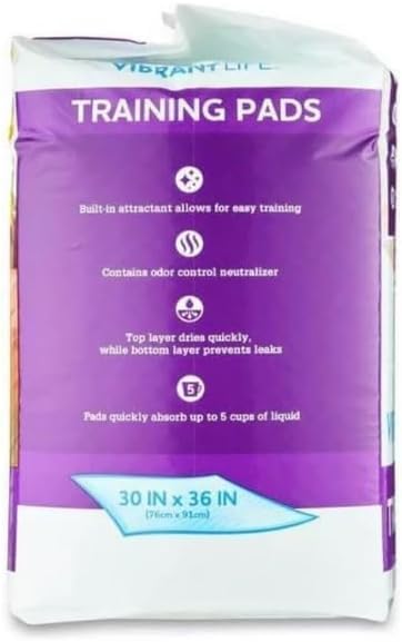 Vibrant Life Training Pads, Dog & Puppy Pads, XXL, 30 x 36 in, 40 Count, White