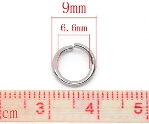 Miniatura 2 de VALYRIA 200 piezas de anillos de salto abiertos de acero inoxidable para joyería (0.354 in x 0.047 in)