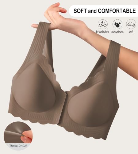 Image of Front Closure Bras for Women Seamless Wireless Push Up Bra No Underwire Full Coverage Comfort Bras Mastectomy Bralettes