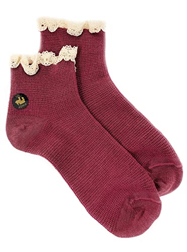 WARRIOR ALPACA SOCKS - Ladies Alpaca Wool, Waffle Knit Lace Trimmed Ankle Socks4