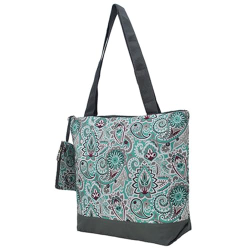 Image of NGIL Medium Top Zipper Closure Canvas Tote Bag with Attached Matching Coin Purse For Moms and Nurses