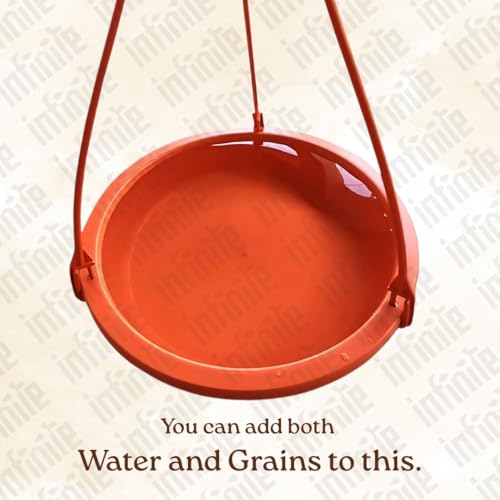 Image of Bird Feeder Water & Food Tray with Nest | Hanging Balcony Bird Feeder for Home Garden | Attracts Sparrows, Parrots, and More - Ideal for Outdoor Use (Trey Bowl)