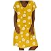 Produktbild Fenverk Damen Lange Kleider Sommerkleid Leinenkleid Mode Tops Vintage Print Stickerei Oansatz Plus Größe Taschen Maxi Dress Einfarbig Bluse (C Gelb,XXL)