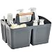 ALINK Portable Shower Caddy Basket with Compartments, Plastic Divided Cleaning Caddy Organizer Storage Tote with Handle for Bathroom, College, Dorm Room Essentials, Dark Gray