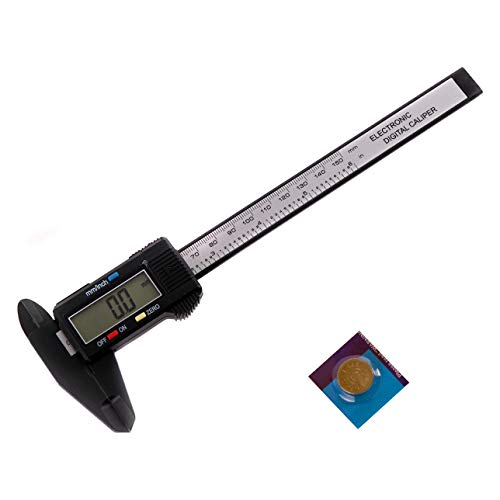 Zoostliss 150mm LCD Digital Electronic Carbon Fiber Vernier Calipers Gauge Micrometer with Large LCD Screen Display Inch/Metric - Thumbnail 2