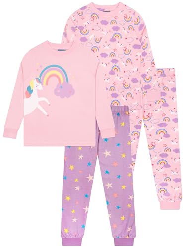 Harry Bear Pijama Unicornio, Pack 2 Pijamas Niña, Pijama Niña A Juego, Pijamas De Invierno Hechos Algodón, Rosa 4-5 Año