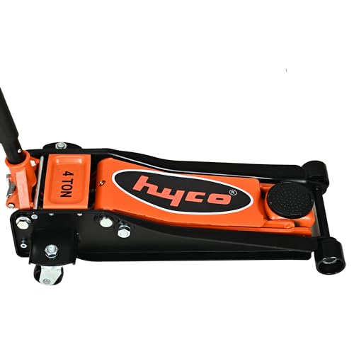 Image of HYCO PRO Double Piston Hydraulic Trolley Jack 4 Ton, Heavy Duty, Low Floor Cars, Aluminum Chassis, Overload Protection Bypass Valve, Dual Pistons for Faster Rising Action 85-510mm, Taiwan Made