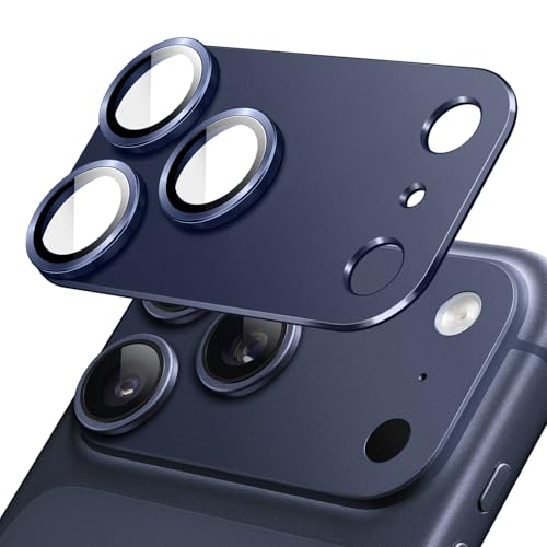 JETech Pellicola Fotocamera per iPhone 17 Pro 6,3 Pollici, Copertura Totale 9H Vetro Temperato Anello Cover, Piastra in Metallo Opaco, Compatibile con Cover, Pacco da 1 (Blu profondo)