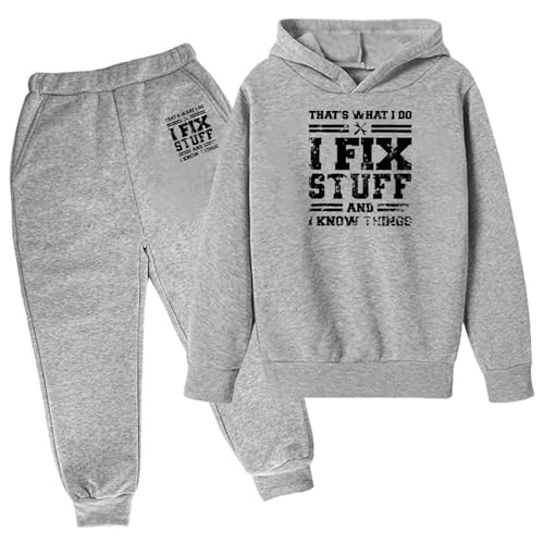 Chándal para niños Chándal Niños Verano Invierno Niños Sudadera Conjunto Popular Impreso en Ropa Interior Traje Casual Disfraz Niño Ropa Deportiva Tracksuit Sport, gris, 9-10 años