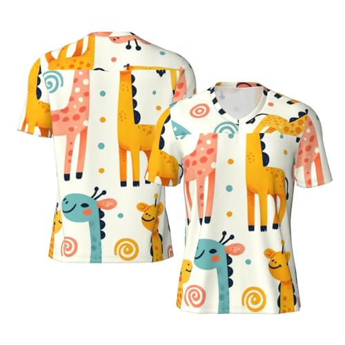 Stylish Athletic Sports Jersey Colored-Giraffe-Cute Men's Rugby Jersey Xx-Large Black