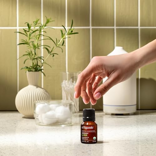 Image of Cliganic Organic Lime Essential Oil for Hair, Skin, Aromatherapy - 100% Pure Natural Undiluted | Non-GMO Verified