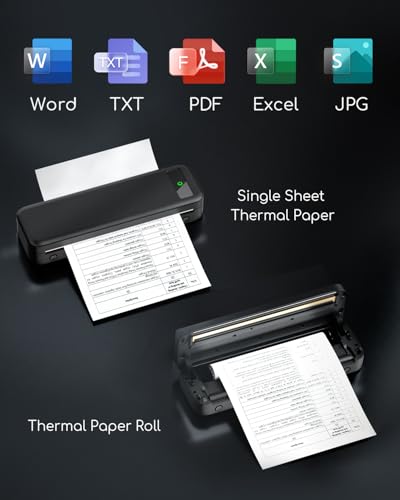 Image of Thermal Paper 8.5 inch x 11 inch US Letter Size, 4 Rolls Quick-Dry Thermal Printer Paper, Compatible with A285M A282M A281M M835 M834 M832 Portable Printer