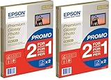 Format : DIN A4 Papier photo A4 brillant Epson Premium 255 g/m2, 30 feuilles (Lot de 2)