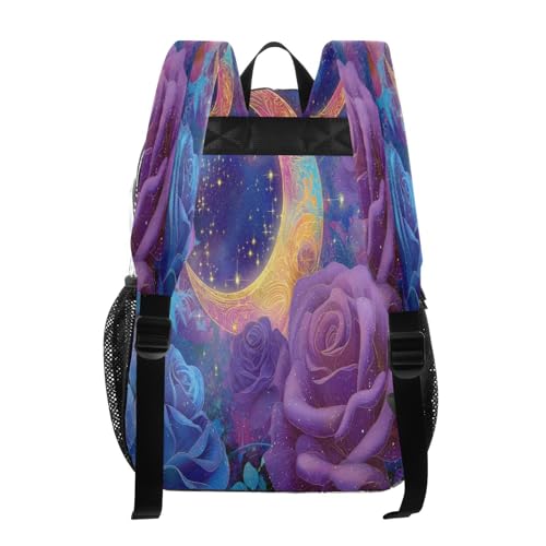 Vibrant Flowing Roses Clear Backpack - Stadium Approved Large 15.7-inch Waterproof Transparent Bag for Sports, Concerts, Work, Travel#4803