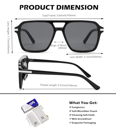 NULOOQ Retro 70s Square Aviator Sunglasses for Women Men Trendy Vintage Double Bridge Shades3