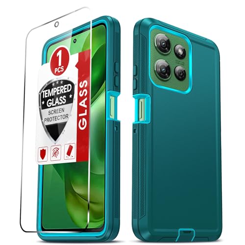 LeYi for Moto G-Power-2025 Case 5G:【NOT FIT G 5G 2025】 Motorola G Power 2025 Case with Tempered Glass Screen Protector, 3 in 1 Rugged Cover, Military Grade Shockproof Cell Phone Android Funda, Teal