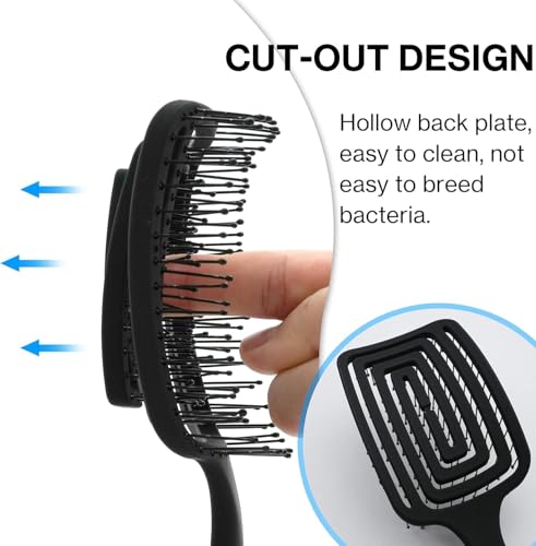 Image of 3D Vented Detangling Hair Brush for Women & Men, Flexible Scalp Massage Paddle Comb with Open Vent Design for Wet & Dry Hair, Anti Frizz Hair Styling Brush for Curly, Wavy, Straight & Thick Hair