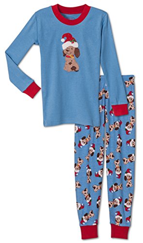 Sara's Prints Unisex, Christmas Puppy 2-Piece Pajama, Kids Size 10