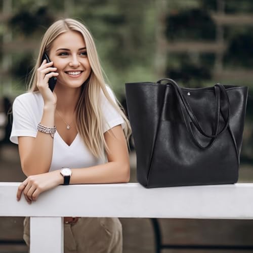 Bolso tote grande para mujer 25L cuero vegano miniatura 3