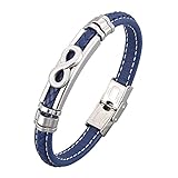 Leder Armband,Armbänder Für Männer Einfaches Unendliches Design Geflochtenes Lederarmband Modeaccessoires Schnalle Blaues Lederarmband Charm-Schmuck Für Frauen Männer Geschenk 165 Mm