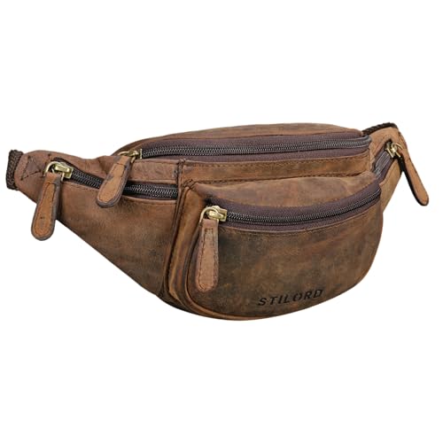 STILORD 'Eliah' Vintage Sac Banane en Cuir Ceinture Réglable Poche Ventrale Sacoche Banane idéal Sport Voyages Quotidien Durable, Couleur:Colorado - Marron