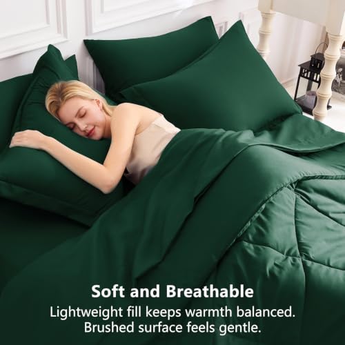 Image of CozyLux Full Size Comforter Sets Emerald Green - 7 Pieces Bed in a Bag Full, Luxury Soft Bed Set for All Seasons, Bedding Set with Down Alternative Comforter, Sheets, Pillowcases & Shams