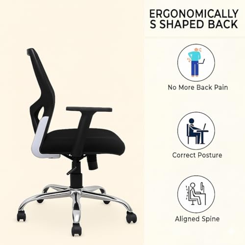 Image of Lakdi The Furniture Ergonomic High Back Office Chair with Adjustable Height, Mesh Back, Armrest & Tilt Lock-Comfortable Swivel & ExecutiveChair for Home & Office Work- SSL-885