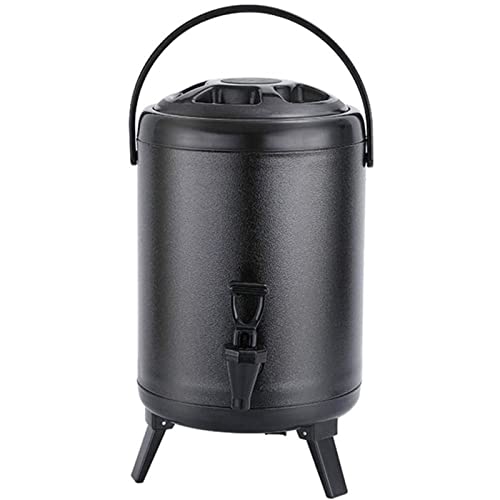 Barril de té con Leche Caliente, dispensador de Bebidas de Acero Inoxidable con Grifo, Aislamiento térmico de 20 Horas, Cubo de Acero Inoxidable (Negro, 12 l)