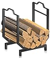 Usluole Firewood Rack Indoor, Small Metal Wood Rack Heavy Duty Firewood Holder, Sturdy Fireplace Log Holder Firewood Storage Rack, Waterproof Rustproof Fireplace Firewood Stand Outdoor