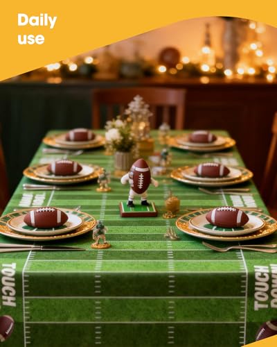 Image of Niuara Football Party Decorations Plastic Table Cloth - 4 Pack 54 inch x 108 inch Rectangle Superbowl Disposable Tablecloths for 6FT Tables, Table Cover for Party, Holiday & Gathering Use