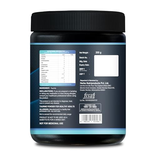 Image of Pure Nutrition L-Taurine Powder 200g | Premium Amino Acid Supplement | Boosts Muscle Recovery & Performance | Supports Energy, Heart Health, & Overall Wellness | Ideal for Fitness, Stamina, & Active Lifestyle