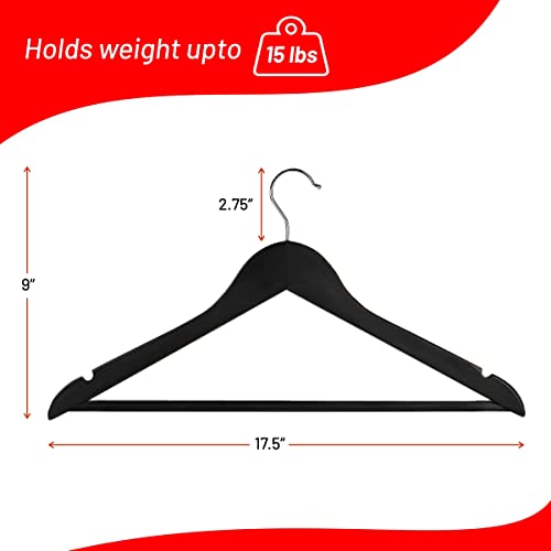 Black Wooden Hangers Heavy Duty Suit Hangers With 360° Swivel Hook Wood Hangers Fancy Hangers Clothes Hanger Perfect For Shirt, Coat, Suit, Jacket, Skirts, Pants Hangers Pack Of 20 #TOP4